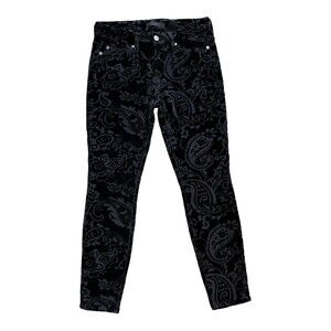 7 For All Mankind Jeans 7fam Black Velvet Paisley Pants 26